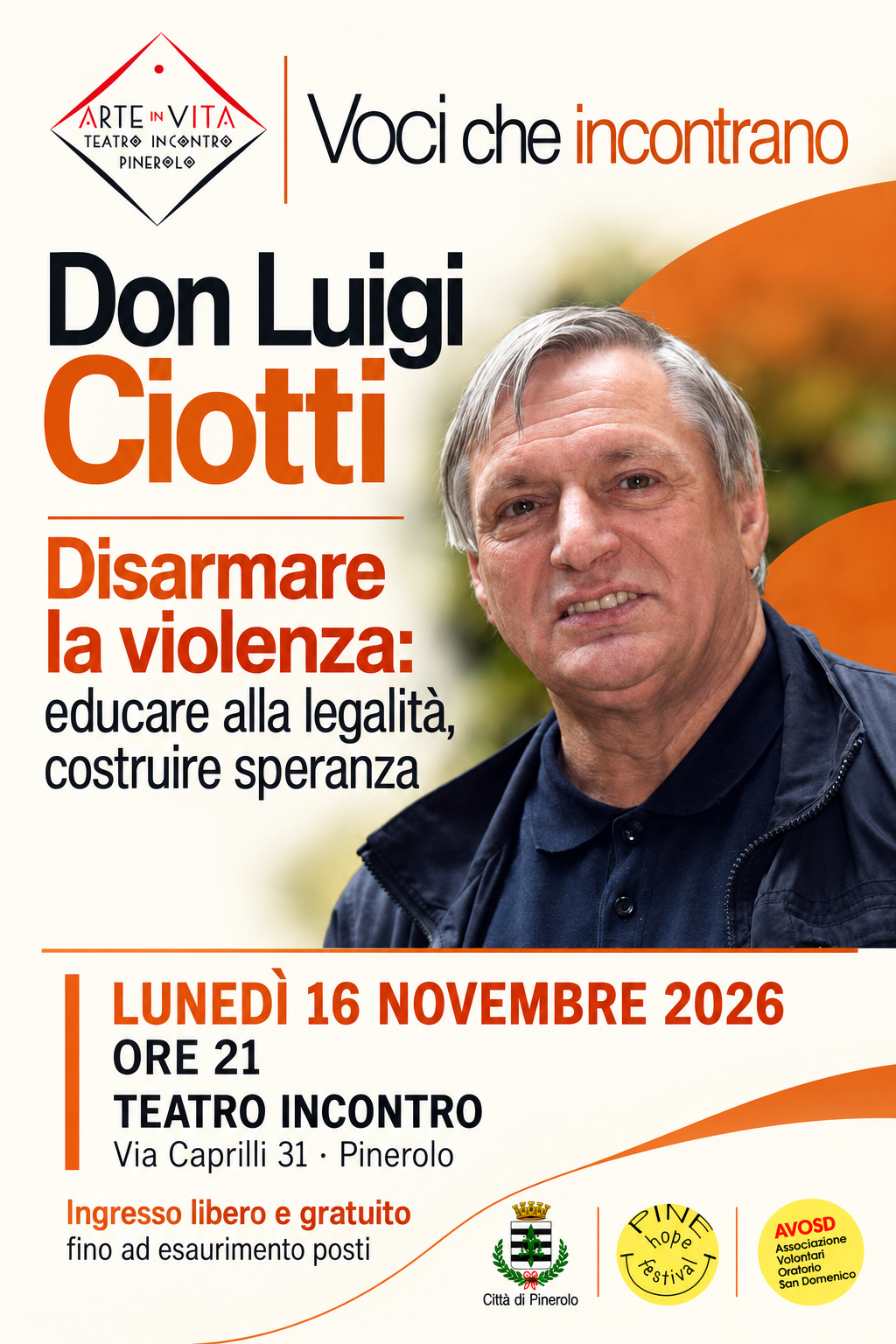 Locandina di Disarmare la violenza - educare alla legalità, costruire speranza